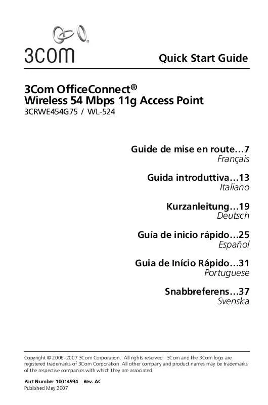 Mode d'emploi 3COM OFFICECONNECT 3CRWE454G75