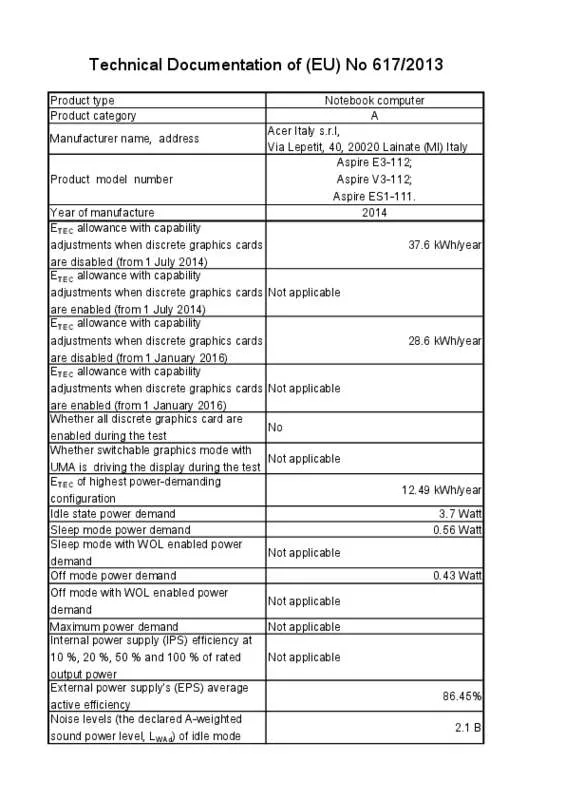 Mode d'emploi ACER ASPIRE E3-112