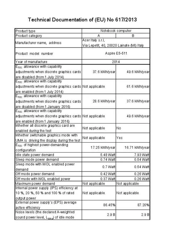 Mode d'emploi ACER ASPIRE E5-511P