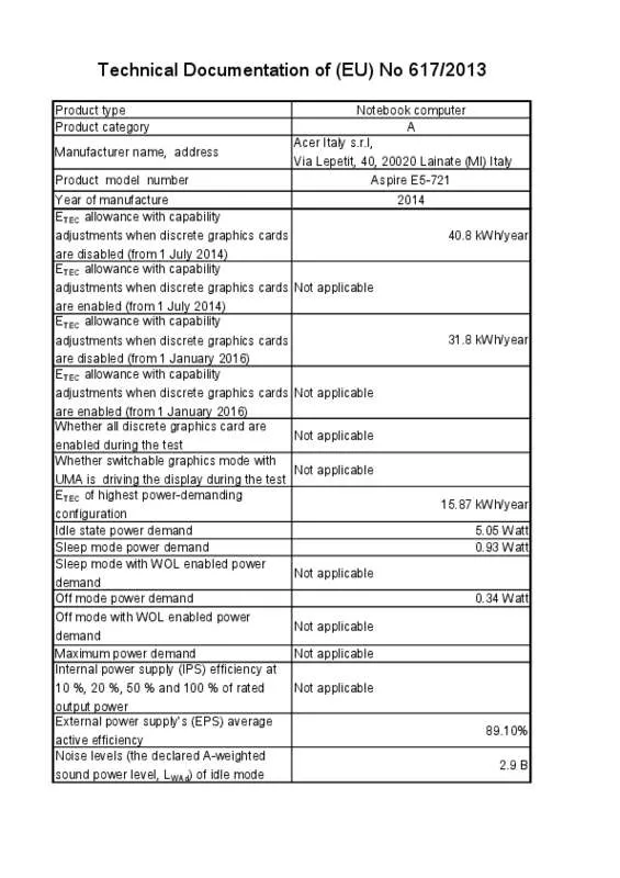 Mode d'emploi ACER ASPIRE E5-721