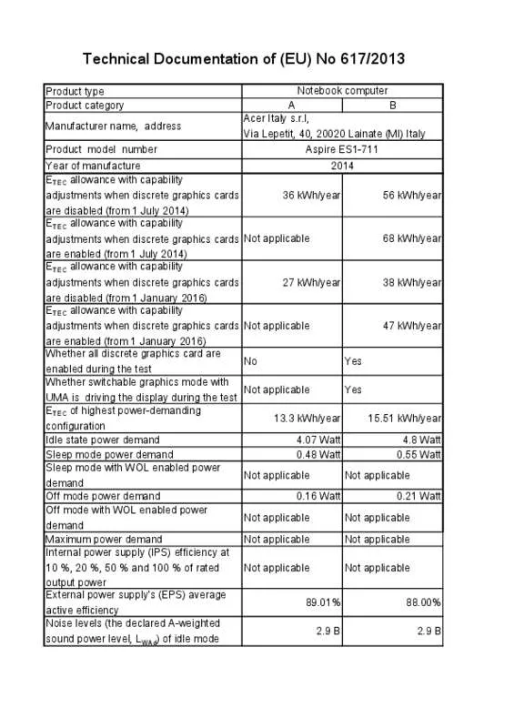 Mode d'emploi ACER ASPIRE ES1-711