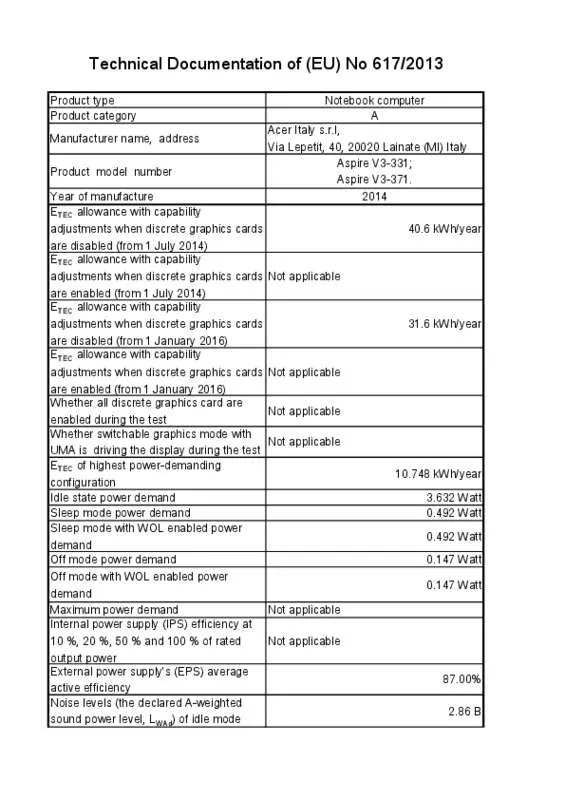 Mode d'emploi ACER ASPIRE V3-331