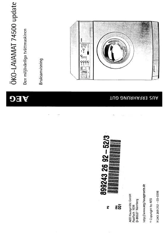 Mode d'emploi AEG-ELECTROLUX LAV74500-WS