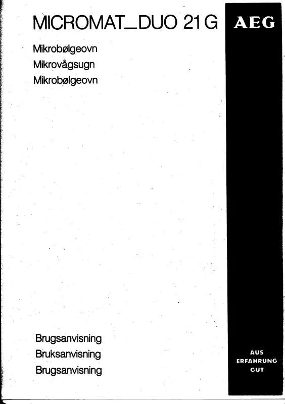 Mode d'emploi AEG-ELECTROLUX MCDUO21G-W/EURO