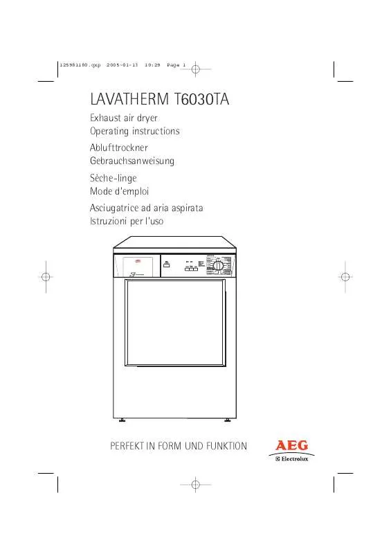 Mode d'emploi AEG-ELECTROLUX T6030TA