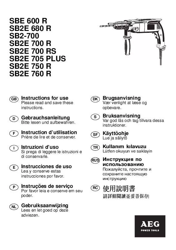 Mode d'emploi AEG SB2E 750 R