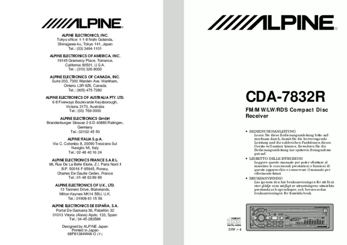 Mode d'emploi ALPINE CDA-7832R