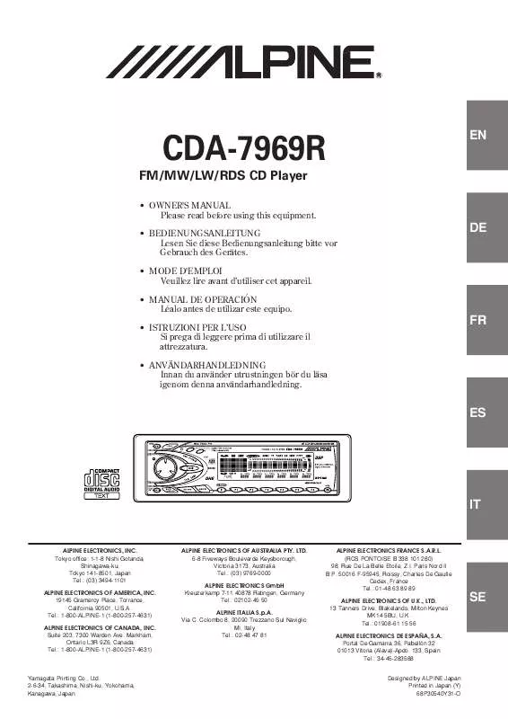 Mode d'emploi ALPINE CDA-7969R