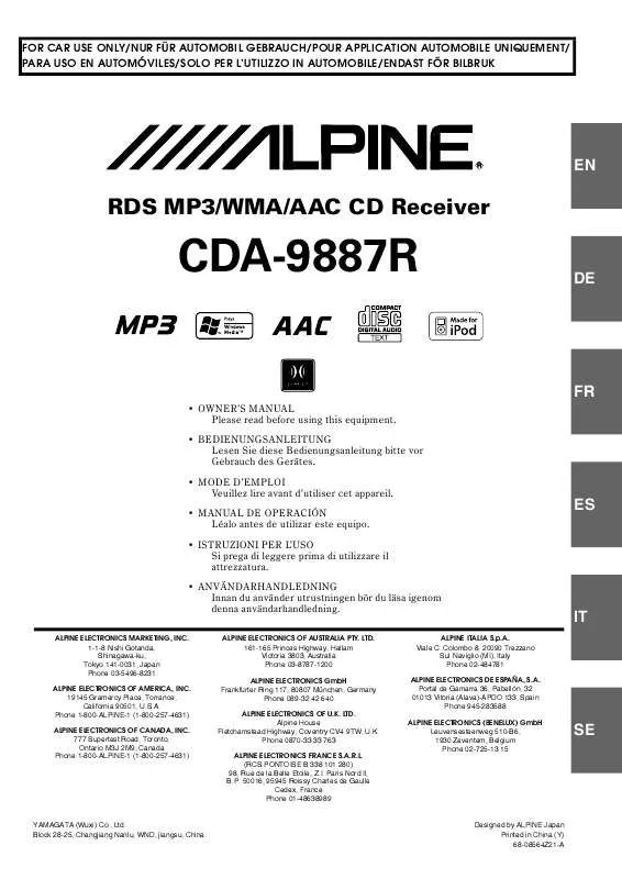 Mode d'emploi ALPINE CDA-9887R