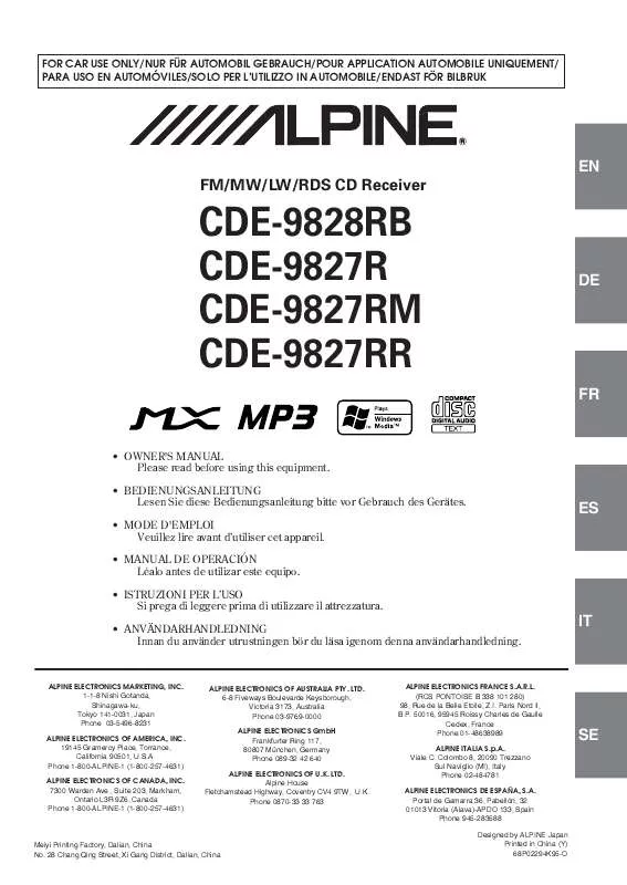 Mode d'emploi ALPINE CDE-9827RM