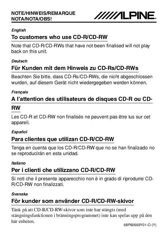 Mode d'emploi ALPINE CHA-S634