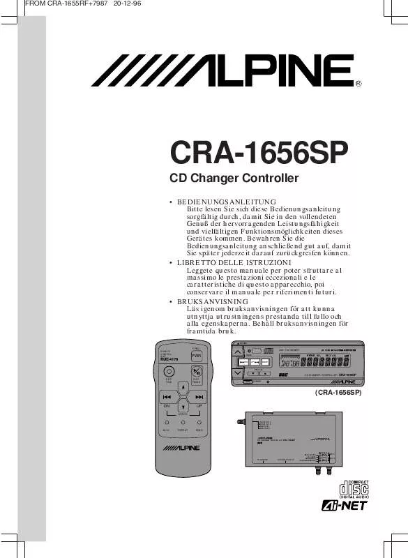 Mode d'emploi ALPINE CRA-1656SP