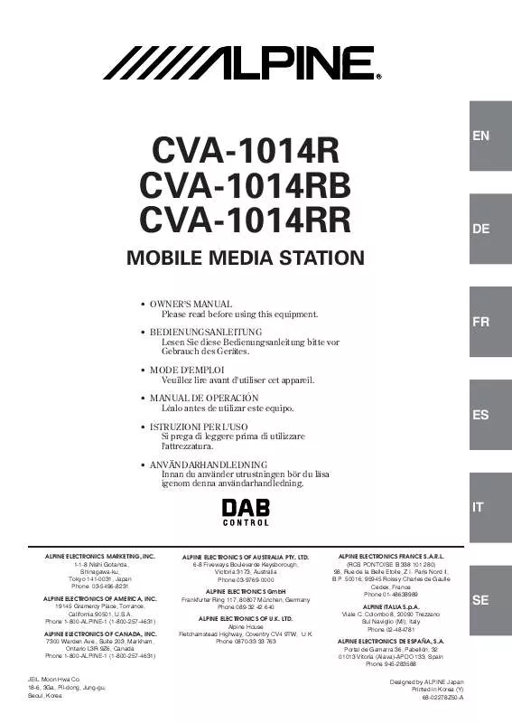 Mode d'emploi ALPINE CVA-1014RR,RB,R