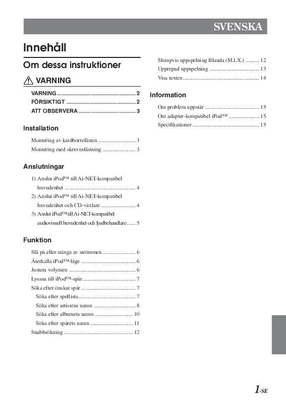 Mode d'emploi ALPINE KCA-420I-I-POD INTERFACE