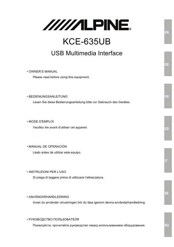 Mode d'emploi ALPINE KCE-635UB