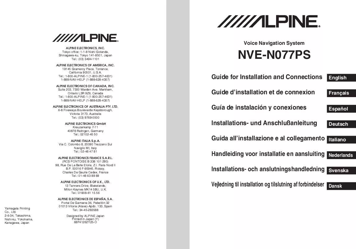 Mode d'emploi ALPINE NVE-N077P