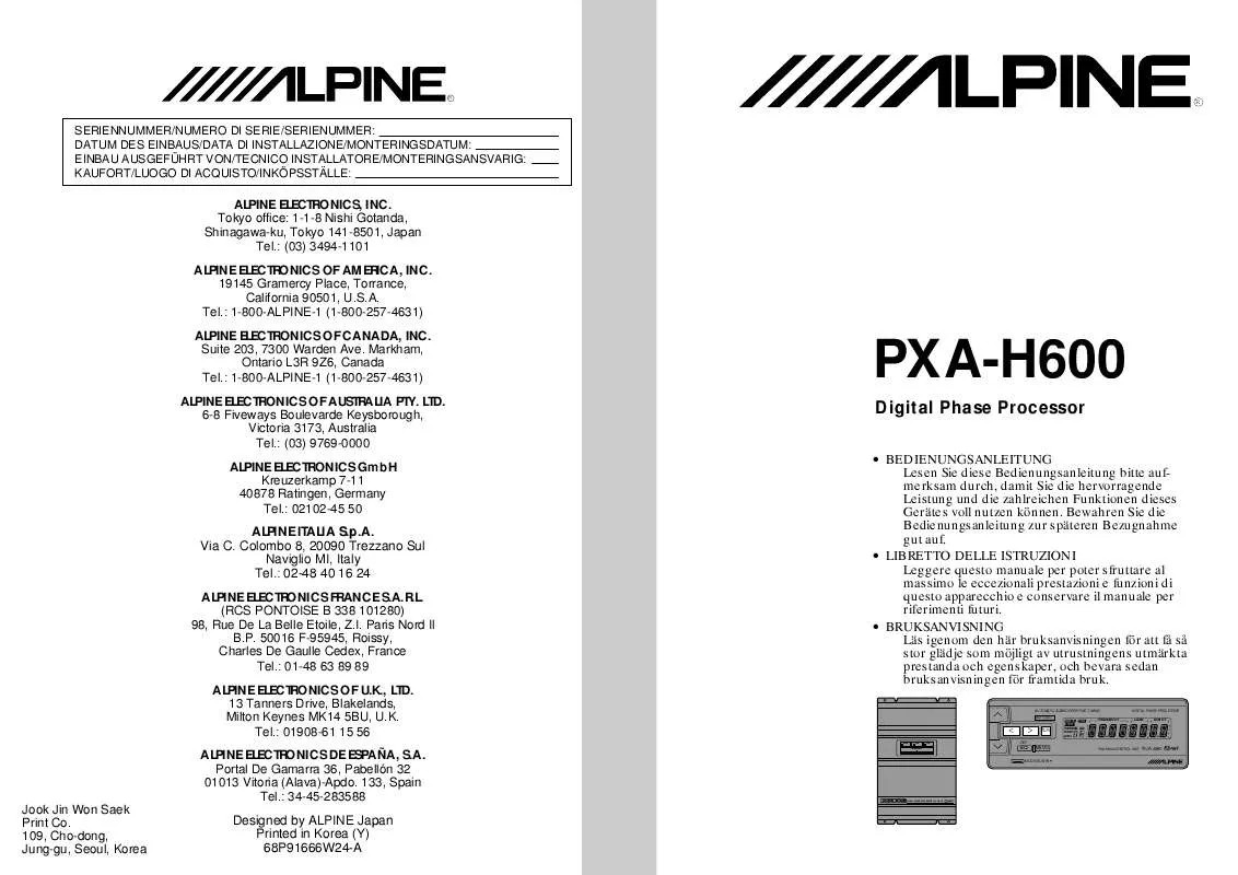 Mode d'emploi ALPINE PXA-H600