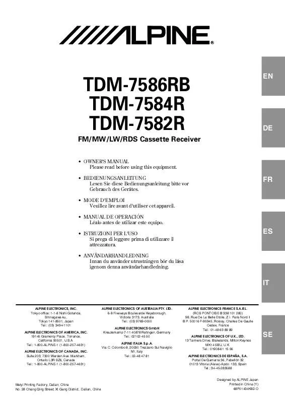 Mode d'emploi ALPINE TDM-7584R