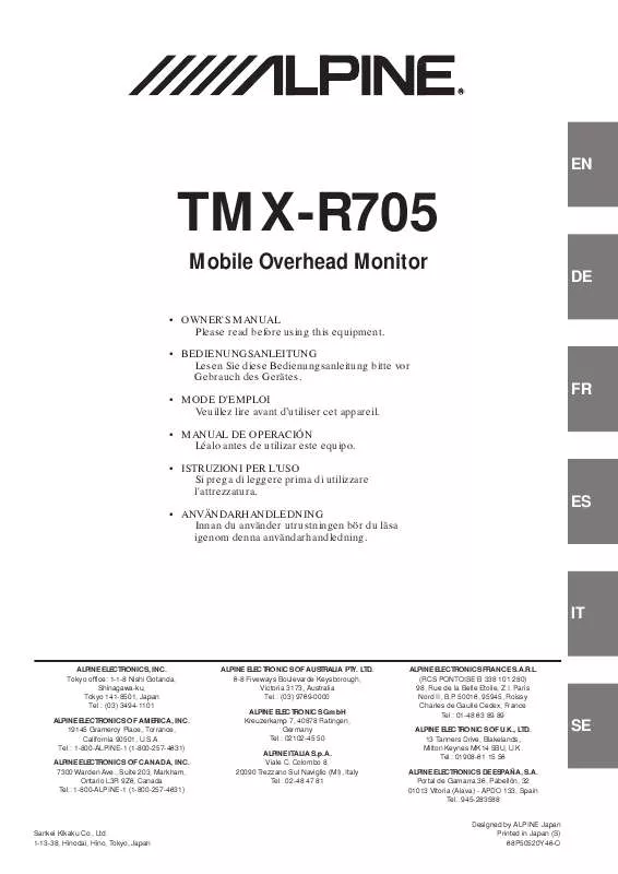 Mode d'emploi ALPINE TMX-R705