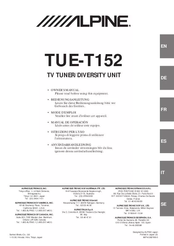 Mode d'emploi ALPINE TUE-T152