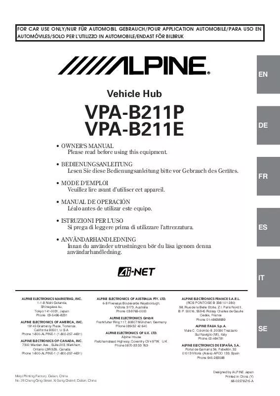 Mode d'emploi ALPINE VPA-B211P E