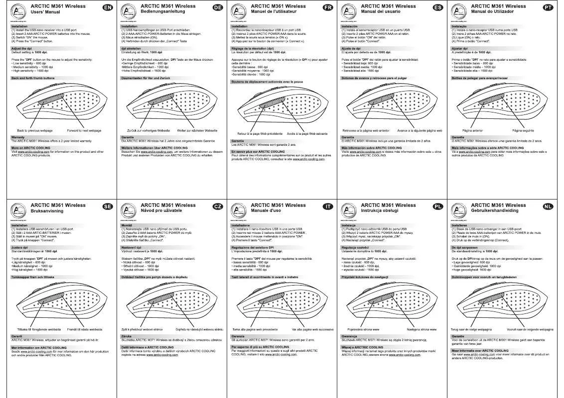 Mode d'emploi ARCTIC COOLING M361