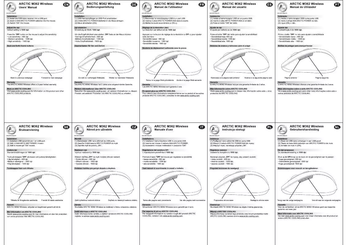 Mode d'emploi ARCTIC COOLING M362 WIRELESS