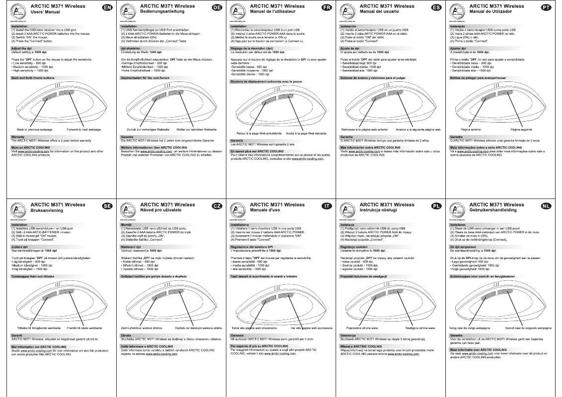 Mode d'emploi ARCTIC COOLING M371 WIRELESS