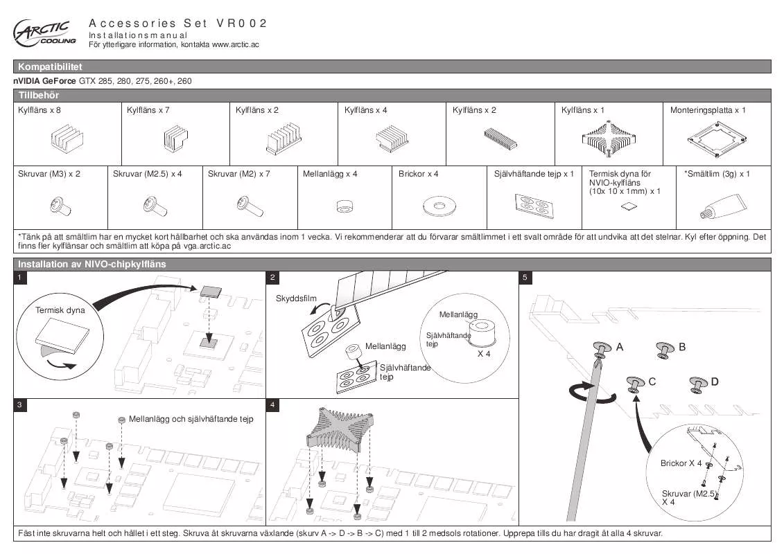 Mode d'emploi ARCTIC COOLING VR002