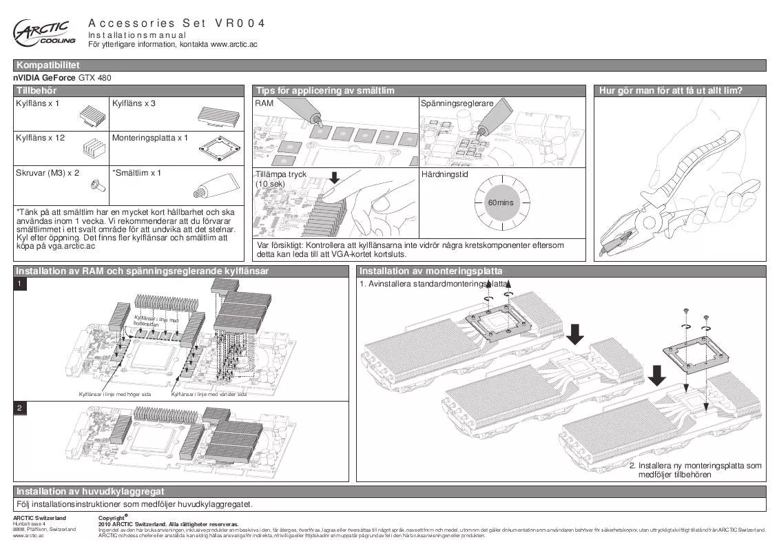 Mode d'emploi ARCTIC COOLING VR004