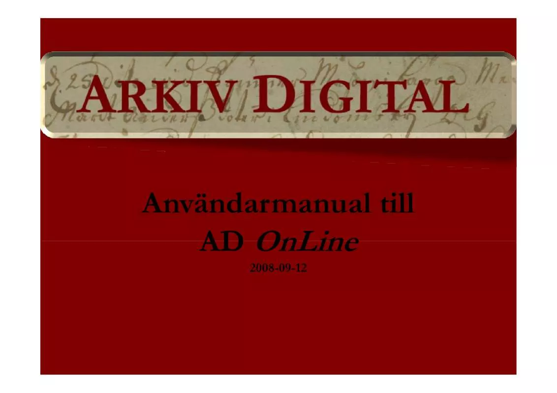 Mode d'emploi ARKIV DIGITAL AD ONLINE