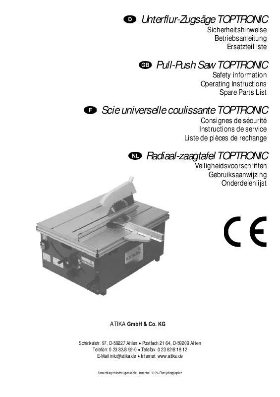 Mode d'emploi ATIKA TOPTRONIC