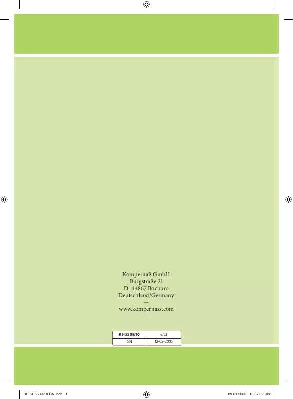 Mode d'emploi BALANCE KH 5509 / 5510 BODY FAT, MUSCLE MASS AND WATER ANALYSIS SCALES