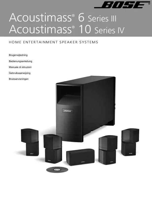 Mode d'emploi BOSE ACOUSTIMASS 10 HOGTALARSYSTEM FOR HEMMABIO