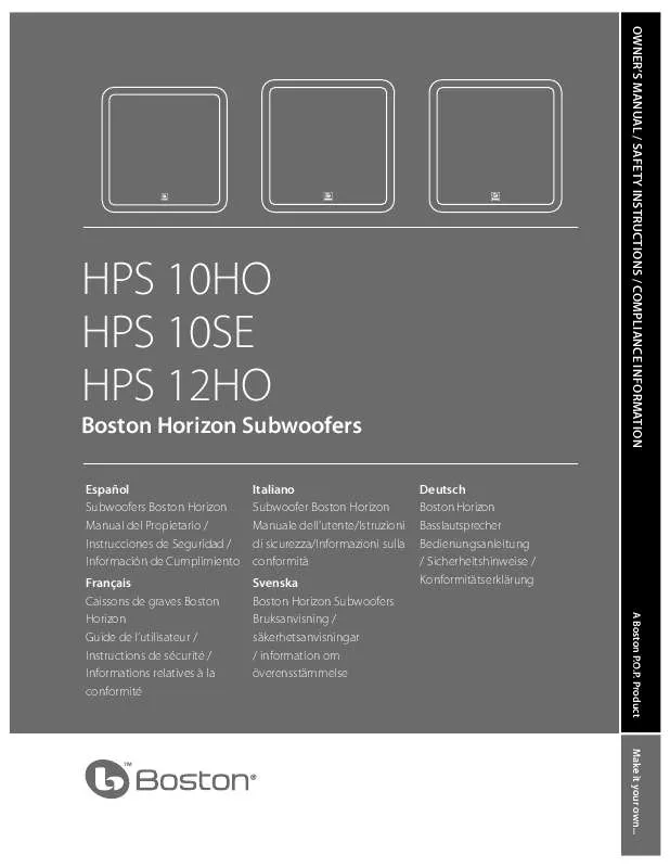 Mode d'emploi BOSTON ACOUSTICS HPS 10HO