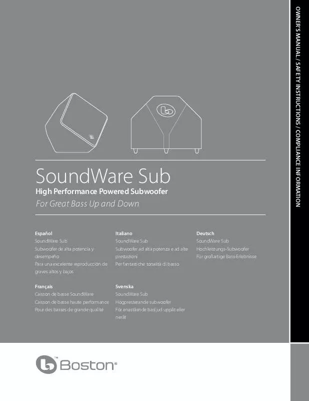 Mode d'emploi BOSTON ACOUSTICS SOUNDWARE SUB