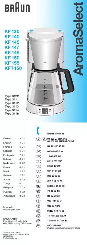 Mode d'emploi BRAUN KF145