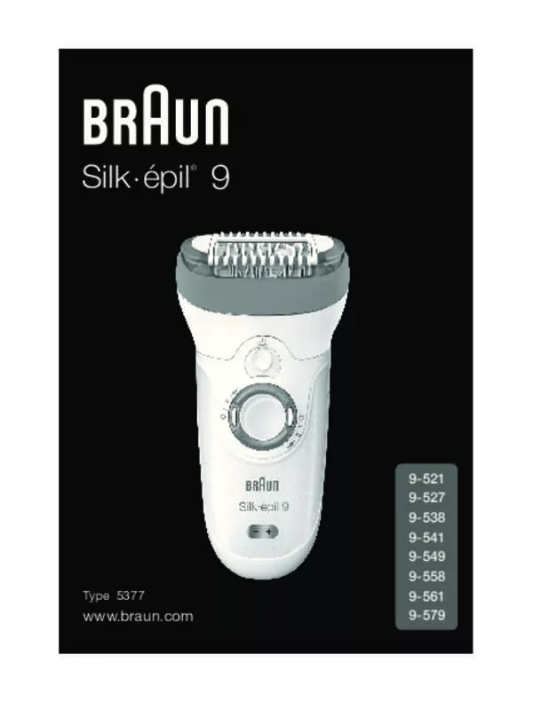 Mode d'emploi BRAUN SILK-EPIL 9-538 WET&DRY