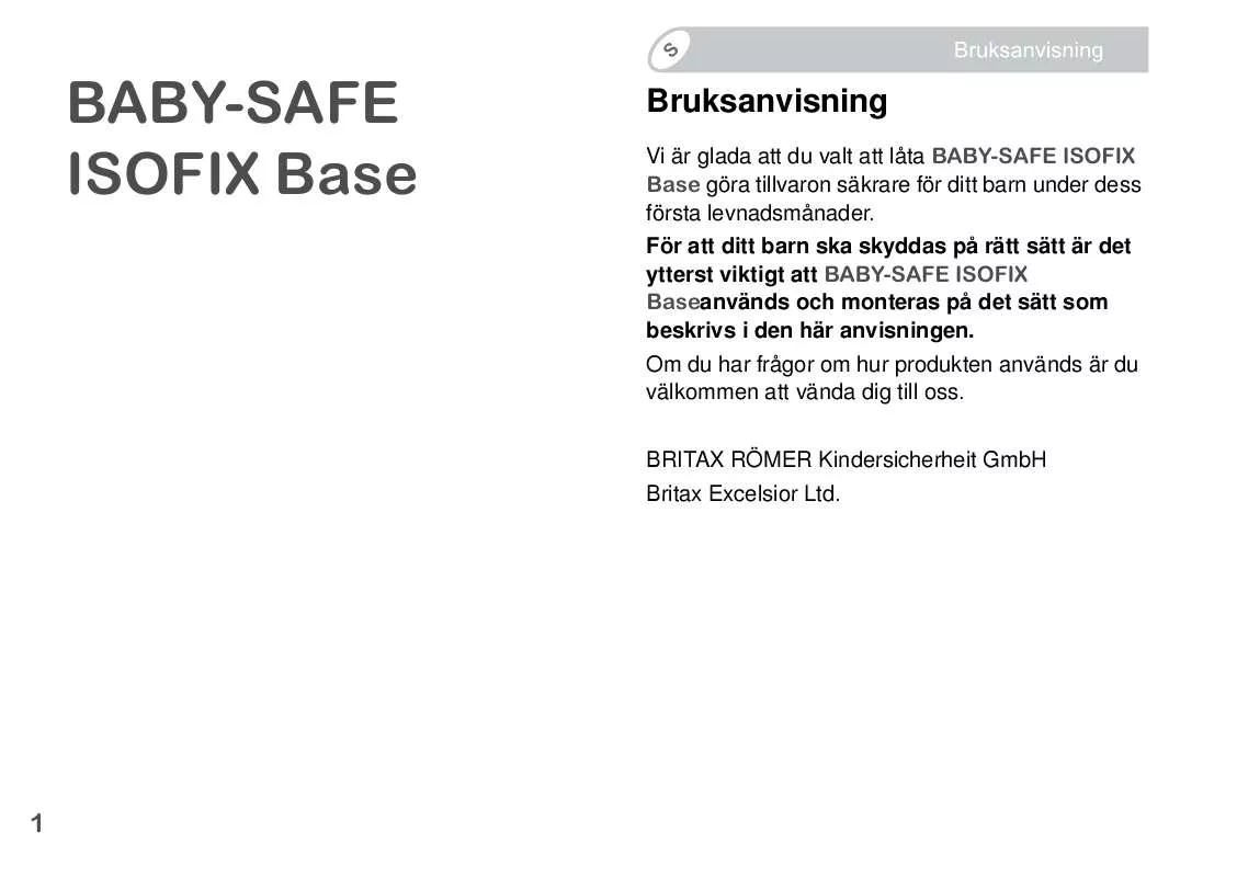 Mode d'emploi BRITAX BABY-SAFE ISOFIX BASE