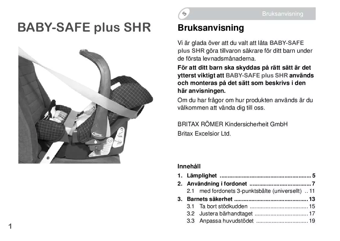 Mode d'emploi BRITAX BABY-SAFE PLUS SHR