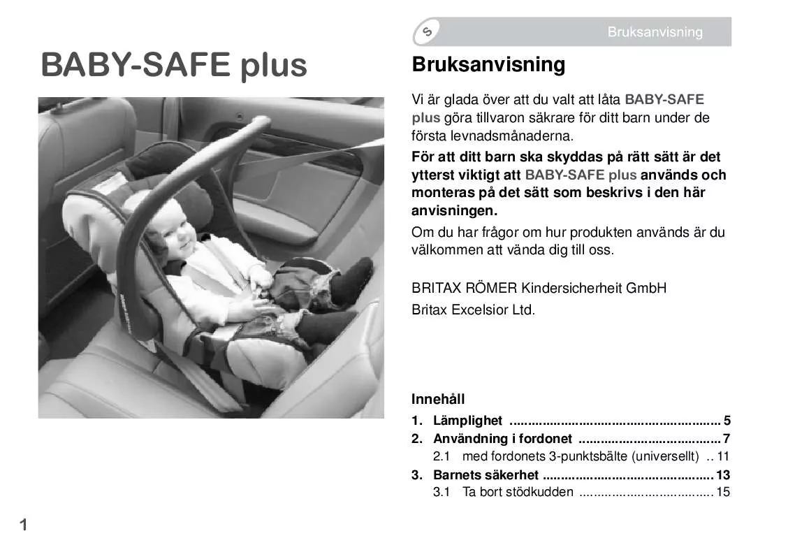 Mode d'emploi BRITAX BABY-SAFE PLUS