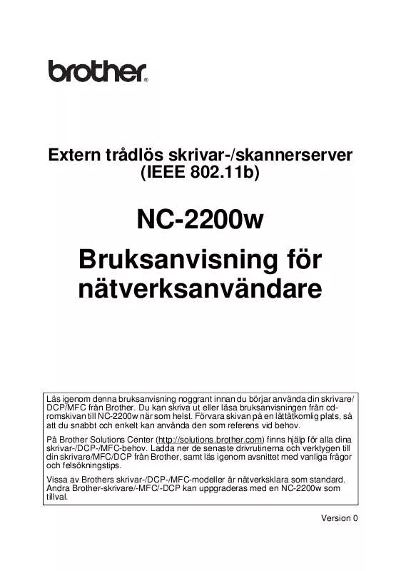 Mode d'emploi BROTHER NC-2200W