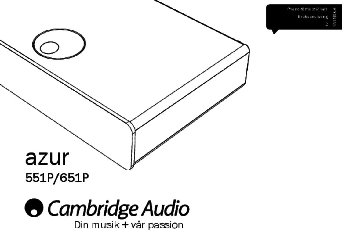 Mode d'emploi CAMBRIDGE AUDIO AZUR 551P