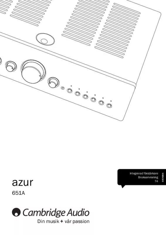 Mode d'emploi CAMBRIDGE AUDIO AZUR 651A