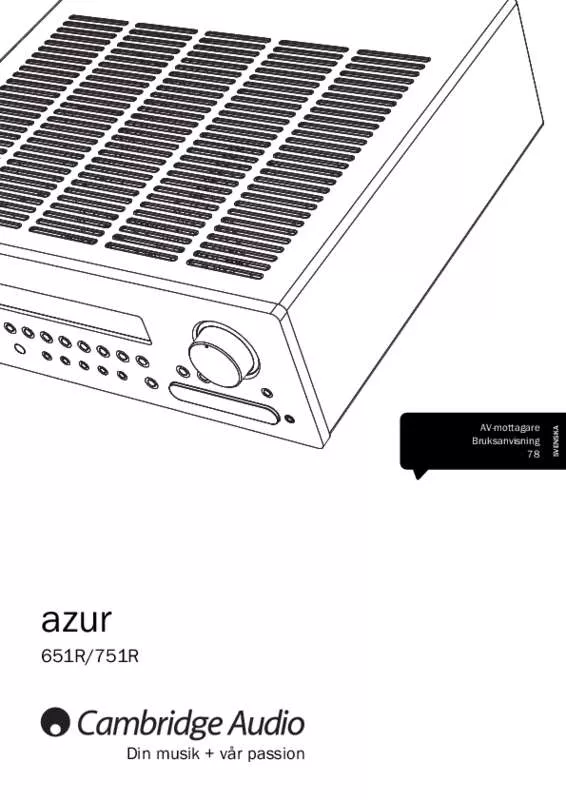 Mode d'emploi CAMBRIDGE AUDIO AZUR 651R