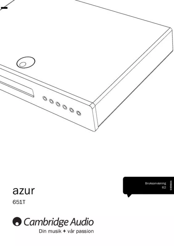 Mode d'emploi CAMBRIDGE AUDIO AZUR 651T