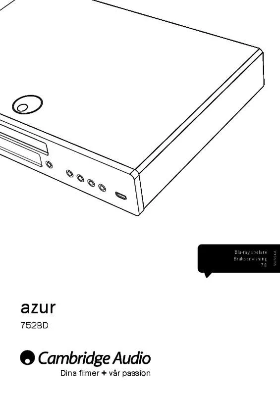 Mode d'emploi CAMBRIDGE AUDIO AZUR 752BD