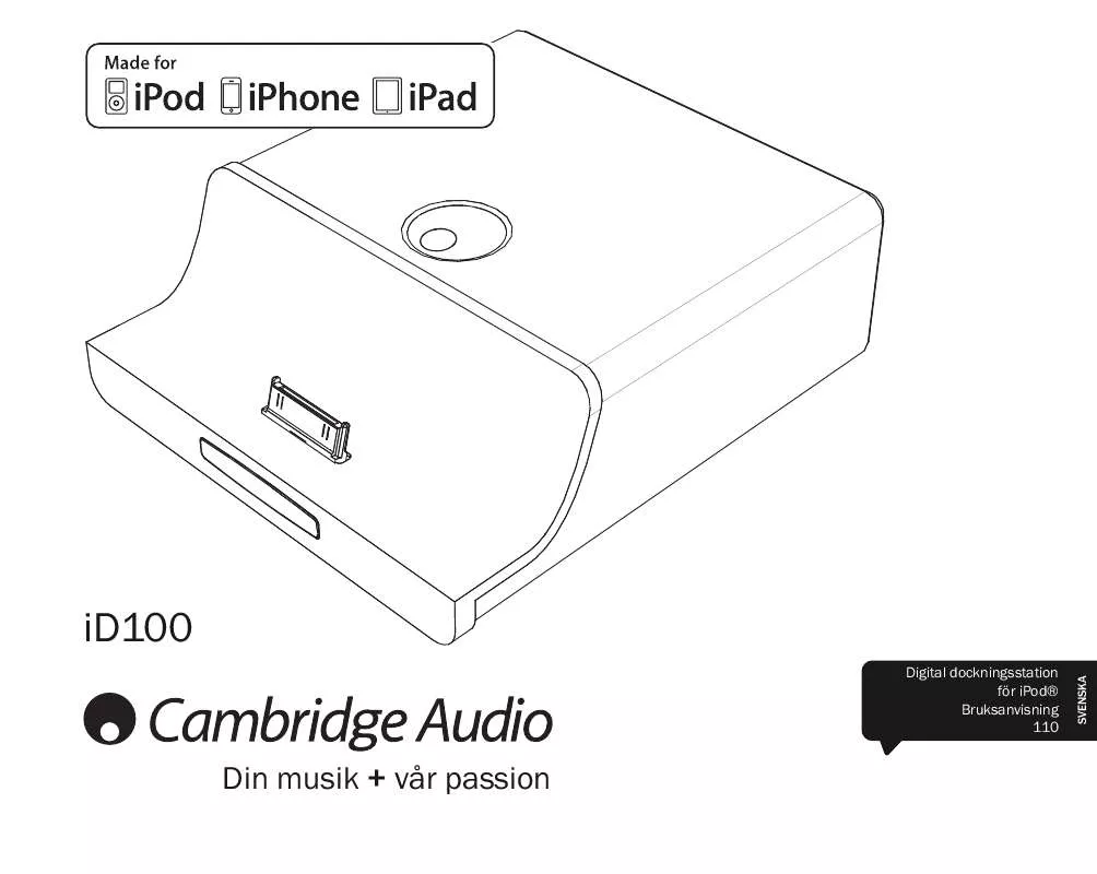 Mode d'emploi CAMBRIDGE AUDIO ID100