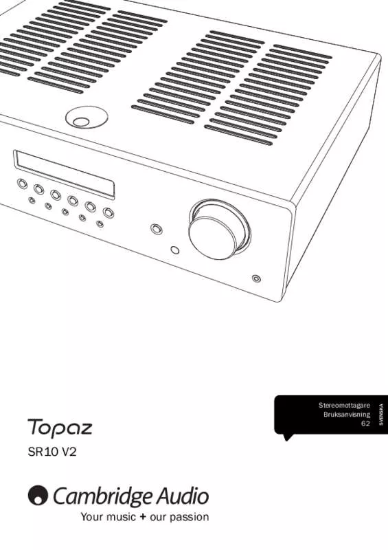 Mode d'emploi CAMBRIDGE AUDIO TOPAZ SR10