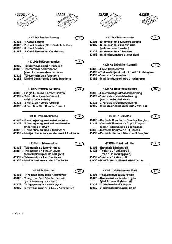 Mode d'emploi CHAMBERLAIN 4330E